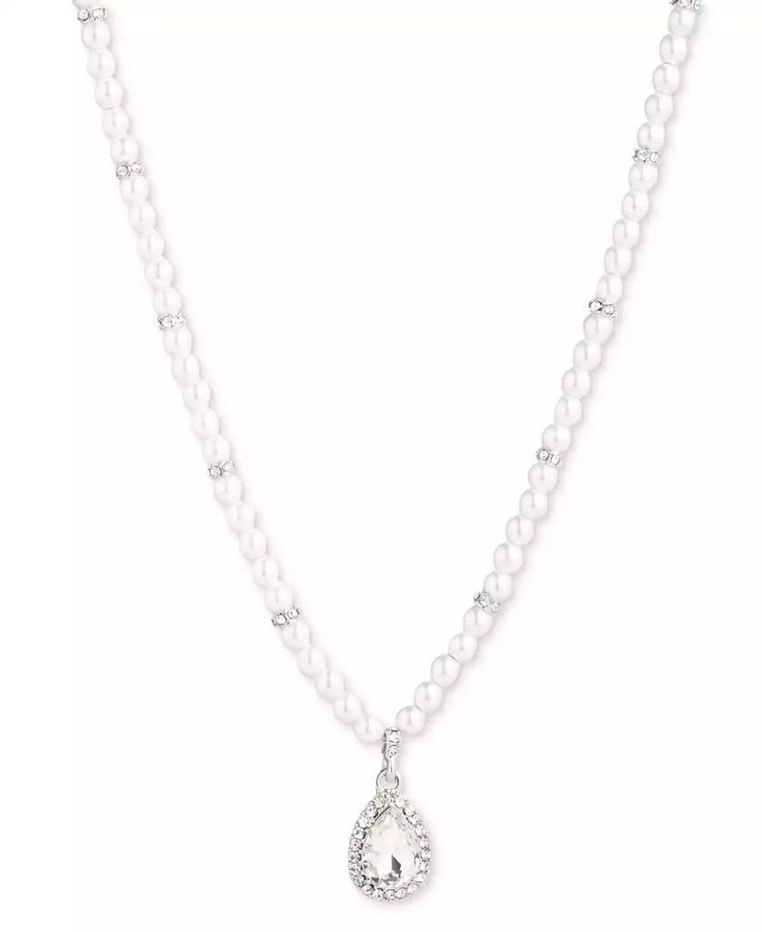 商品Givenchy|Silver-Tone White Imitation Pearl Pendant Necklace, 16" + 3" extender,价格¥215,第1张图片