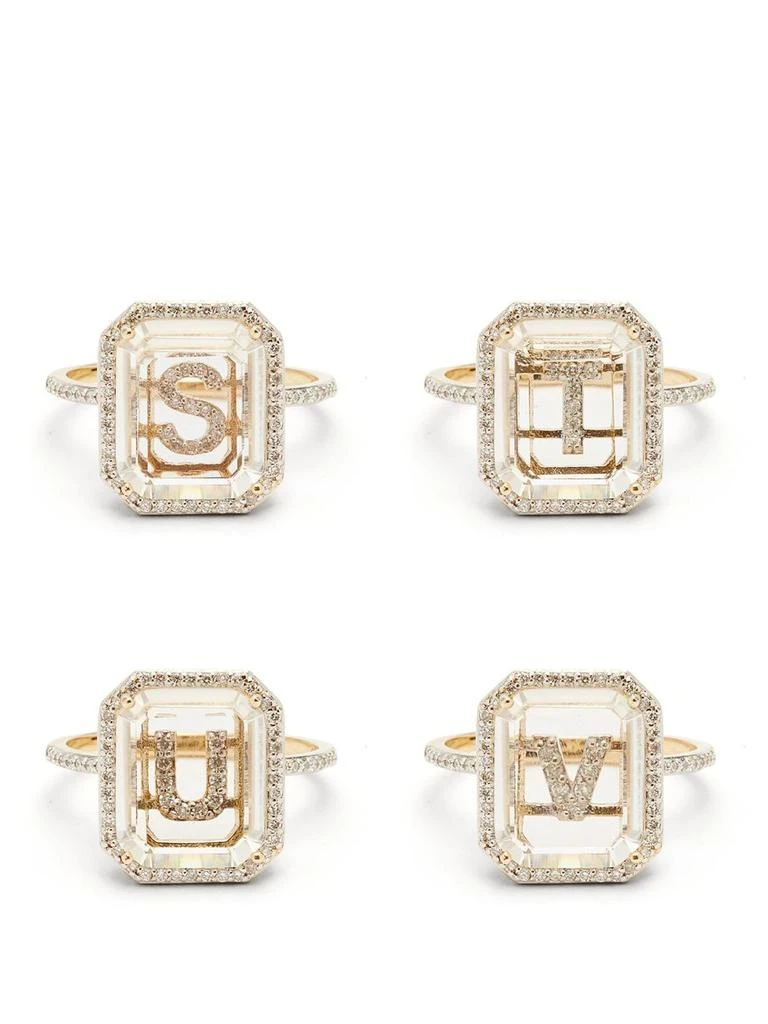 商品MATEO|Initials diamond, quartz & 14kt gold ring R-Z,价格¥7835,第5张图片详细描述