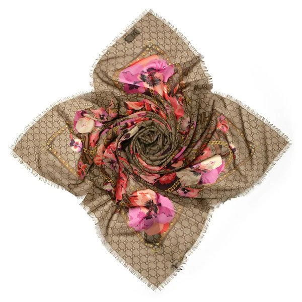 商品Gucci|Gucci 古驰米色/粉色GG花纹羊毛围巾,价格¥4471,第1张图片
