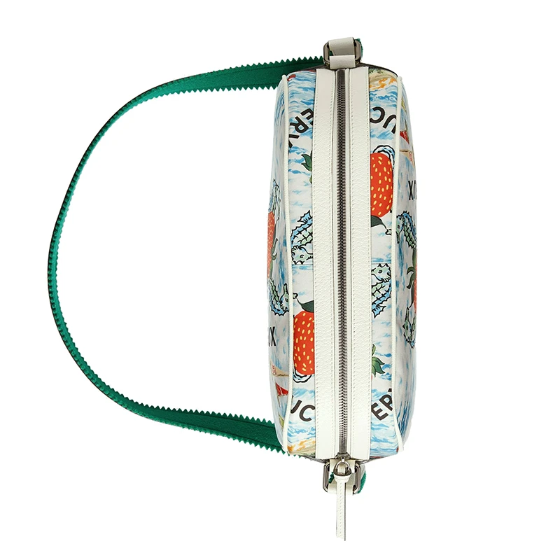 商品Gucci|GUCCI/古驰 儿童款浅蓝色和红色尼龙草莓印花白色皮革饰边单肩斜跨背包682668UQ9EN4364,价格¥5913,第1张图片