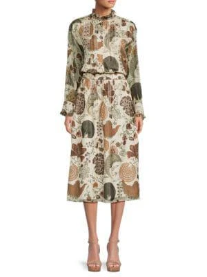 商品Lafayette 148 New York|Floral Silk Blend Midi Dress,价格¥6078,第1张图片