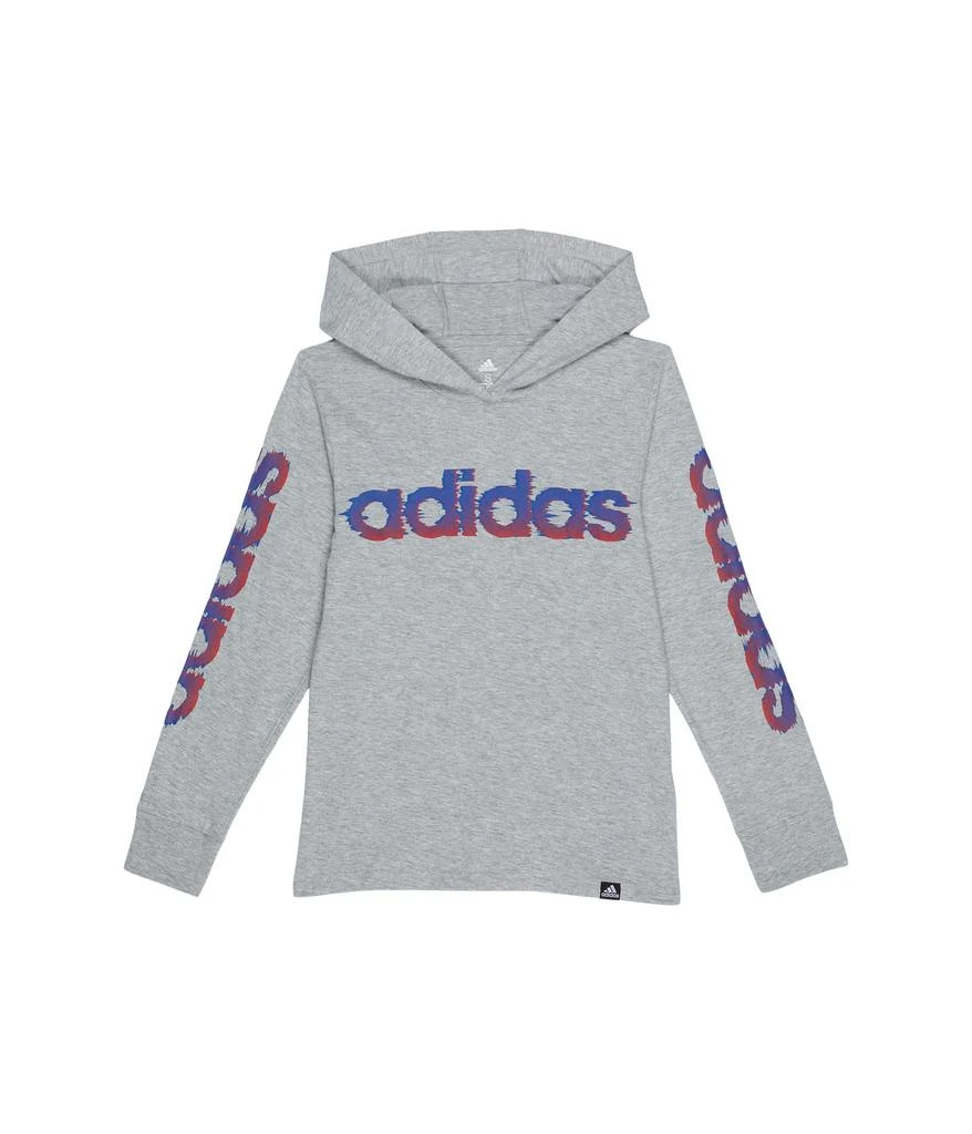 商品Adidas|Long Sleeve Hooded Glitchy Heather Tee (Big Kids),价格¥151,第1张图片