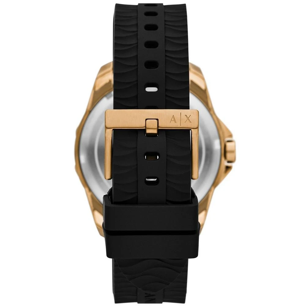 商品Armani Exchange|Men's Quartz Three Hand Date Black Silicone Watch 44mm,价格¥1469,第3张图片详细描述