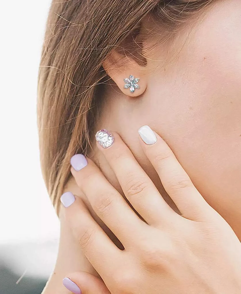 商品Macy's|Aquamarine and Diamond Accent Floral Stud Earrings,价格¥13245,第2张图片详细描述