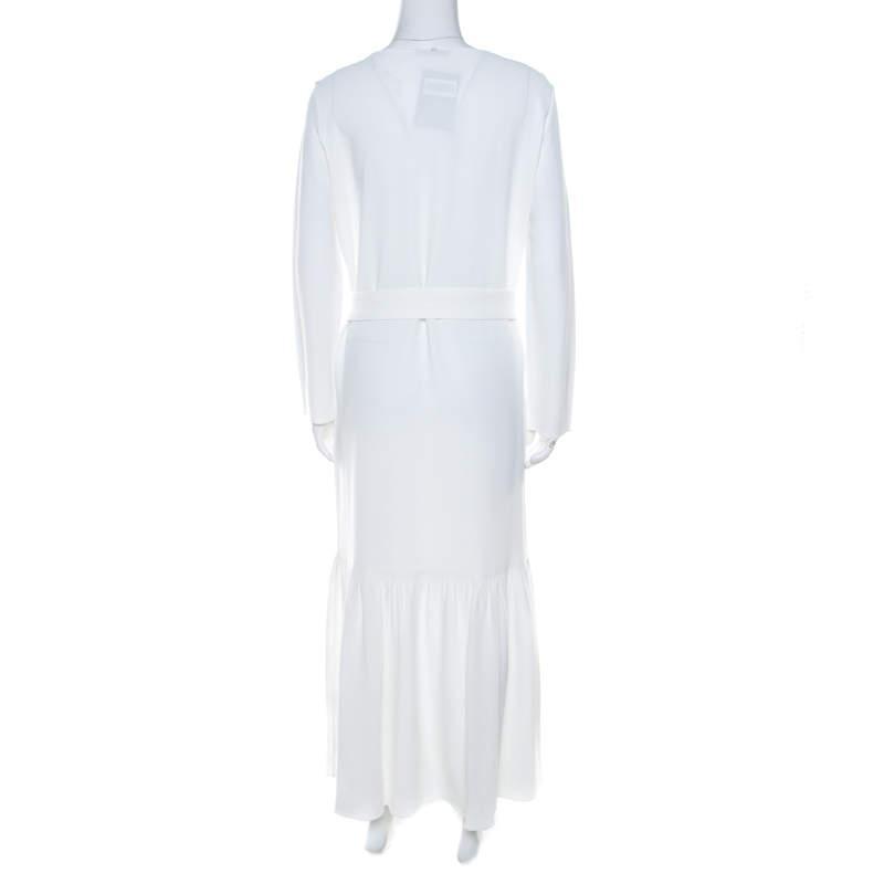 商品[二手商品] The Row|The Row Off White Crepe Flounce Hem Belted Lulchin Maxi Dress XS,价格¥1199,第5张图片详细描述