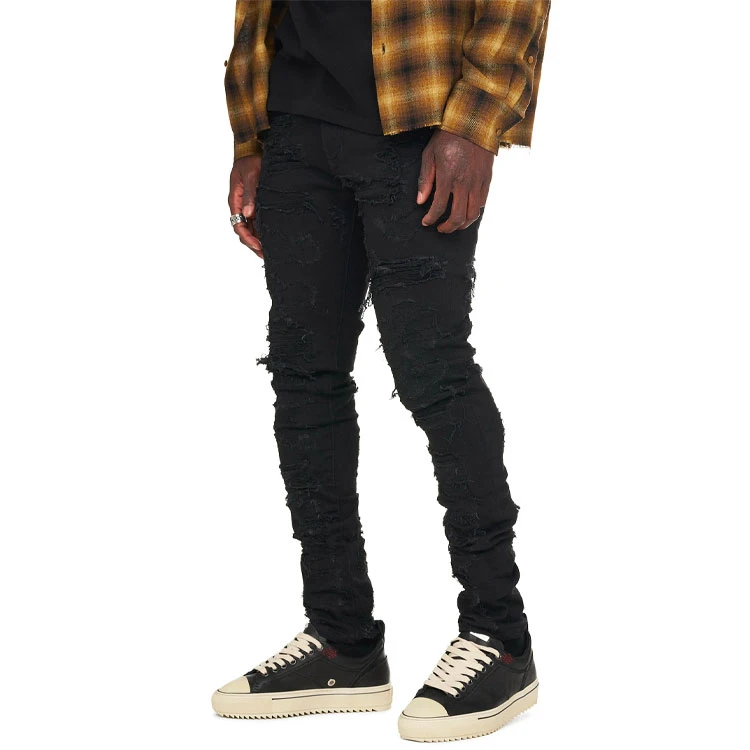 商品[国内直发] Represent|SS21 复古破洞做旧牛仔裤 男款 黑色,价格¥931,第5张图片详细描述