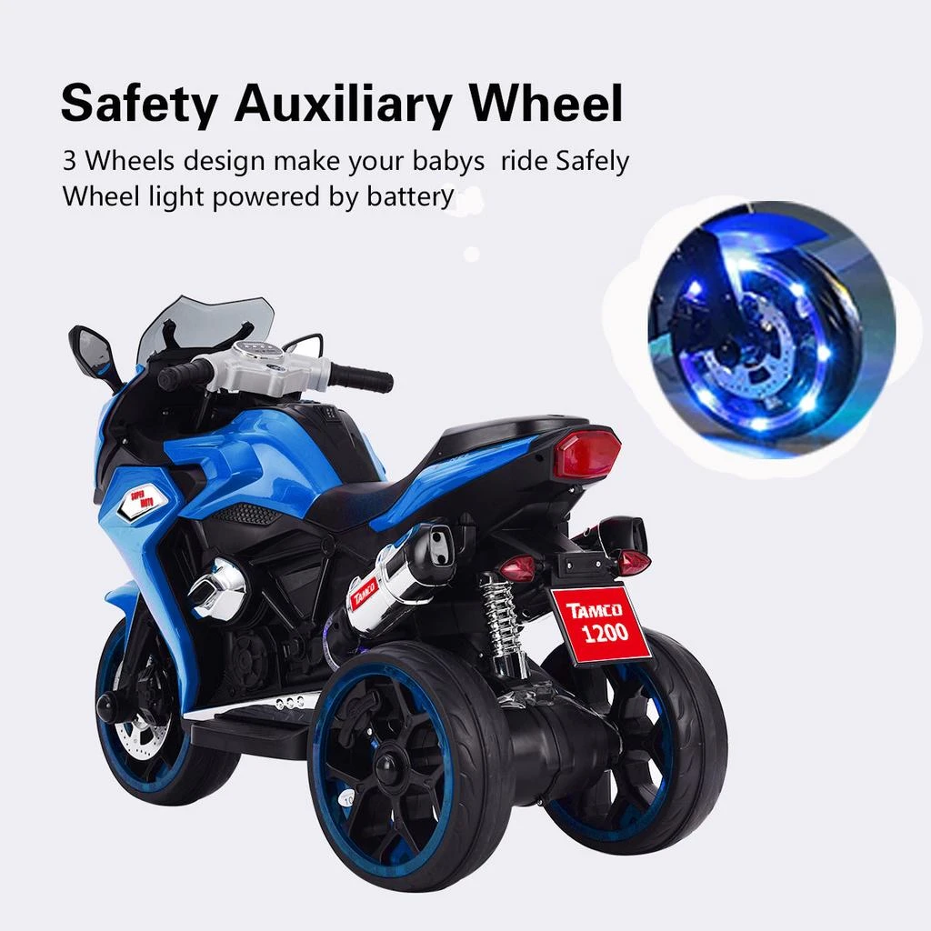 商品Streamdale Furniture|Streamdale 12V Kids Electric Motorcycle with Three Lighting Wheels,价格¥3463,第3张图片详细描述