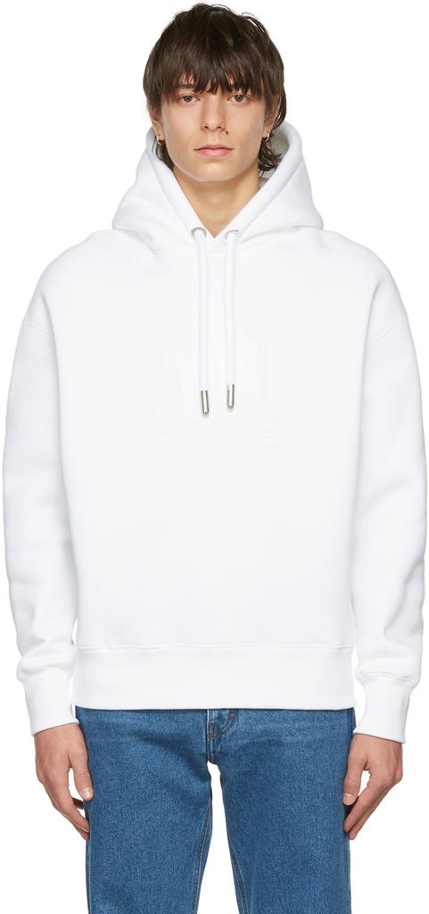 White Fleece Ami Paris Hoodie商品第1张图片规格展示