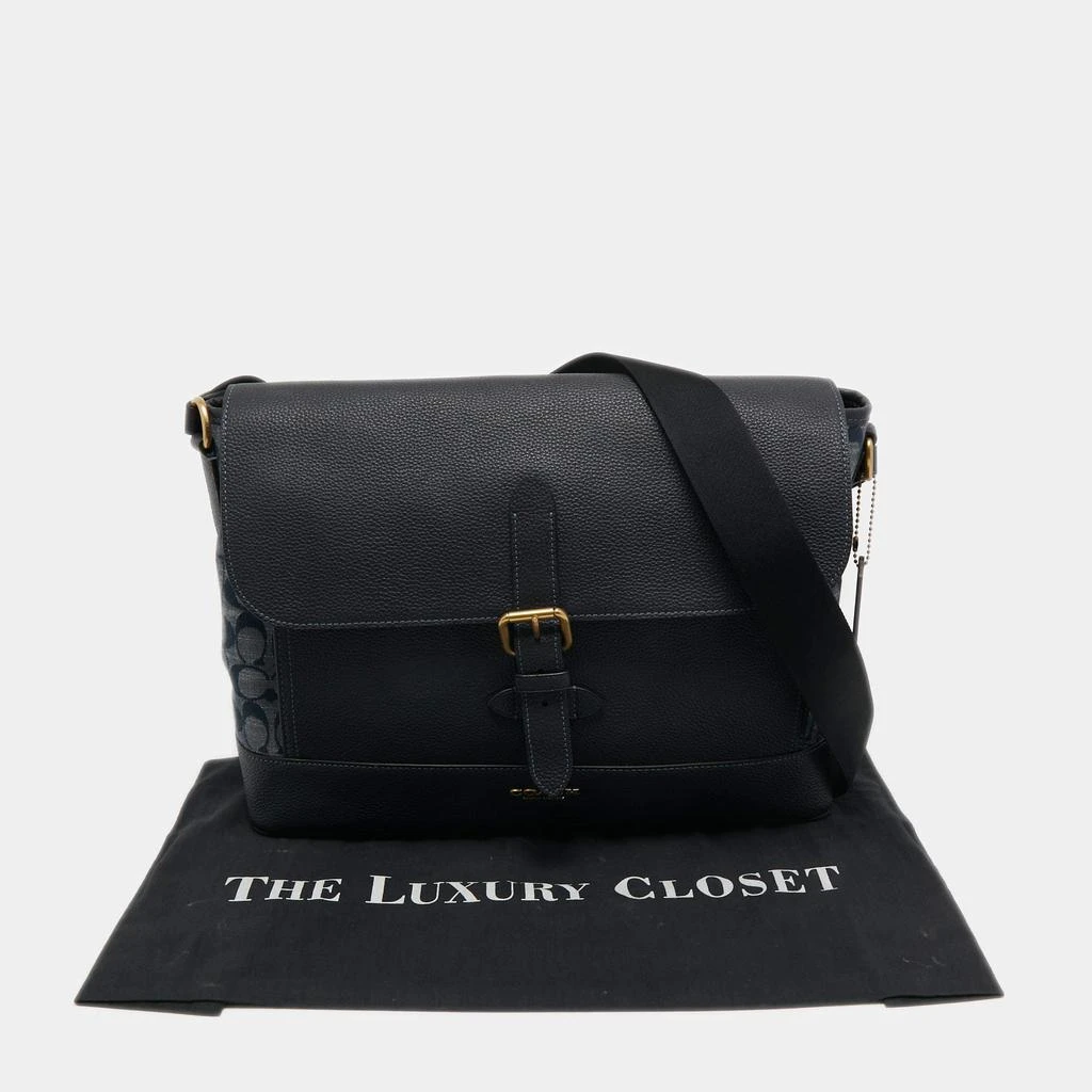 Coach Blue Signature Canvas an Leather Hudson Messenger Bag 商品