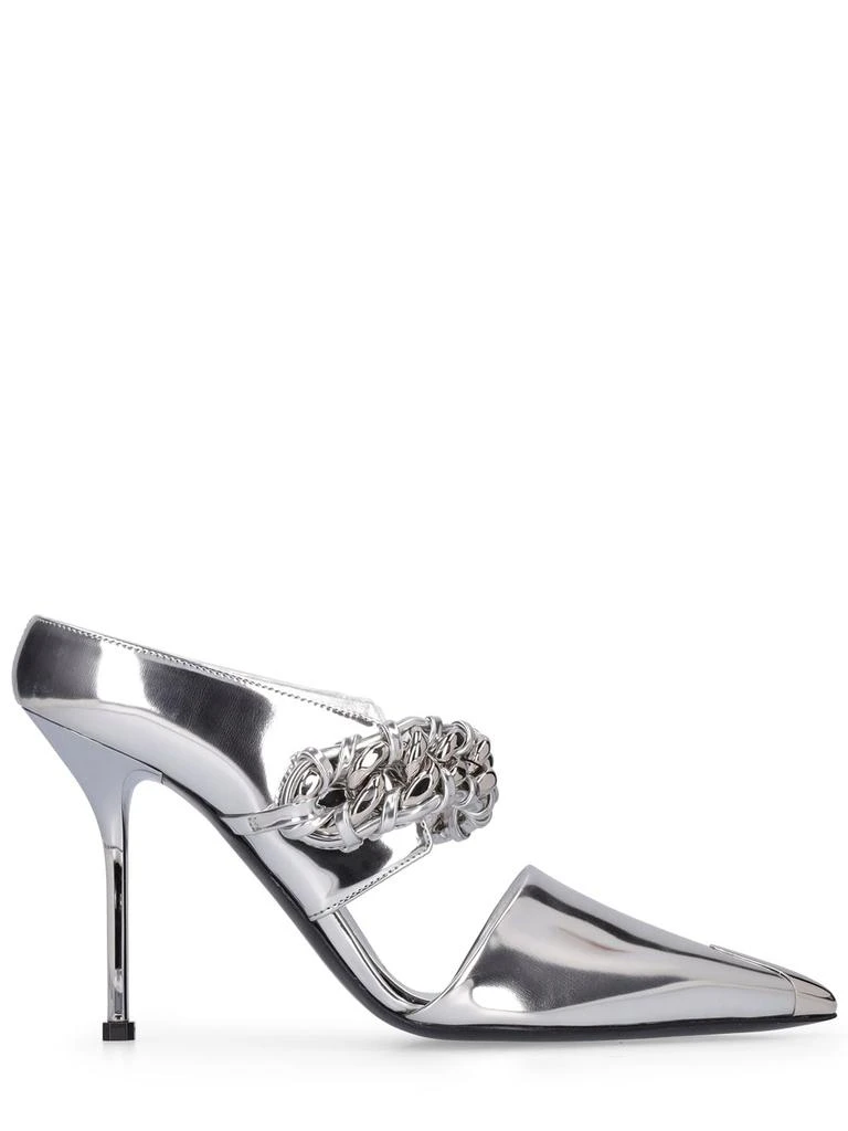 商品Alexander McQueen|105mm Metallic Leather Mule Pumps,价格¥8320,第1张图片