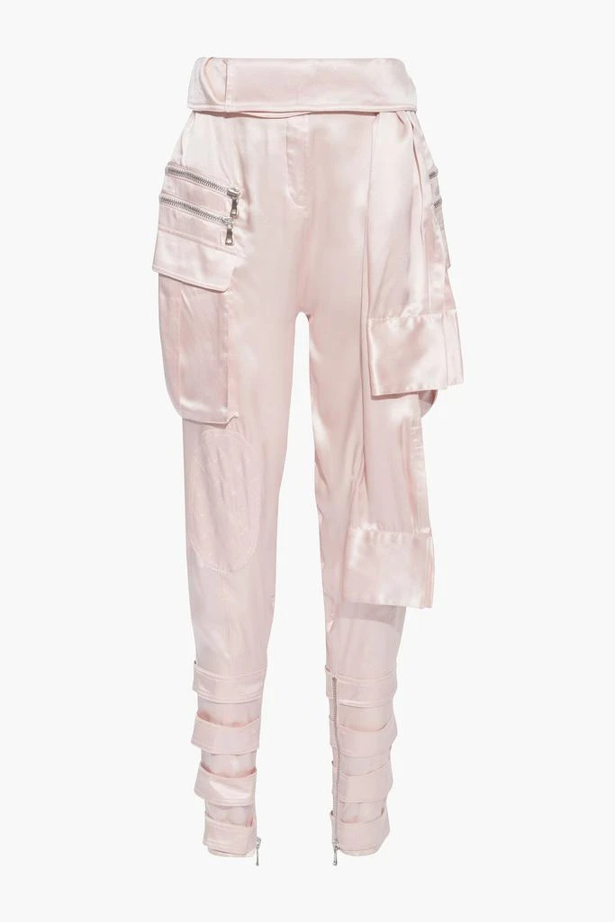 商品Balmain|Belted zip-detailed silk-satin tapered pants,价格¥5182,第3张图片详细描述