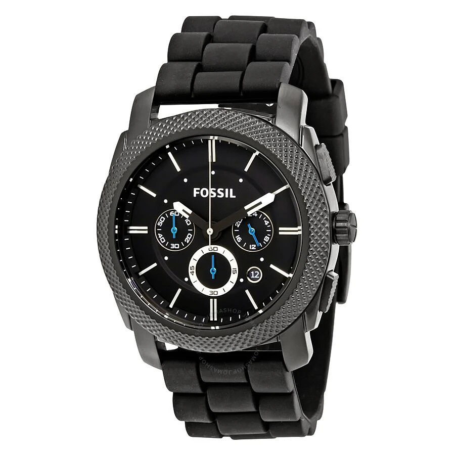 商品Fossil|Machine Chronograph Black Dial Black Silicone Men's Watch FS4487,价格¥566,第1张图片