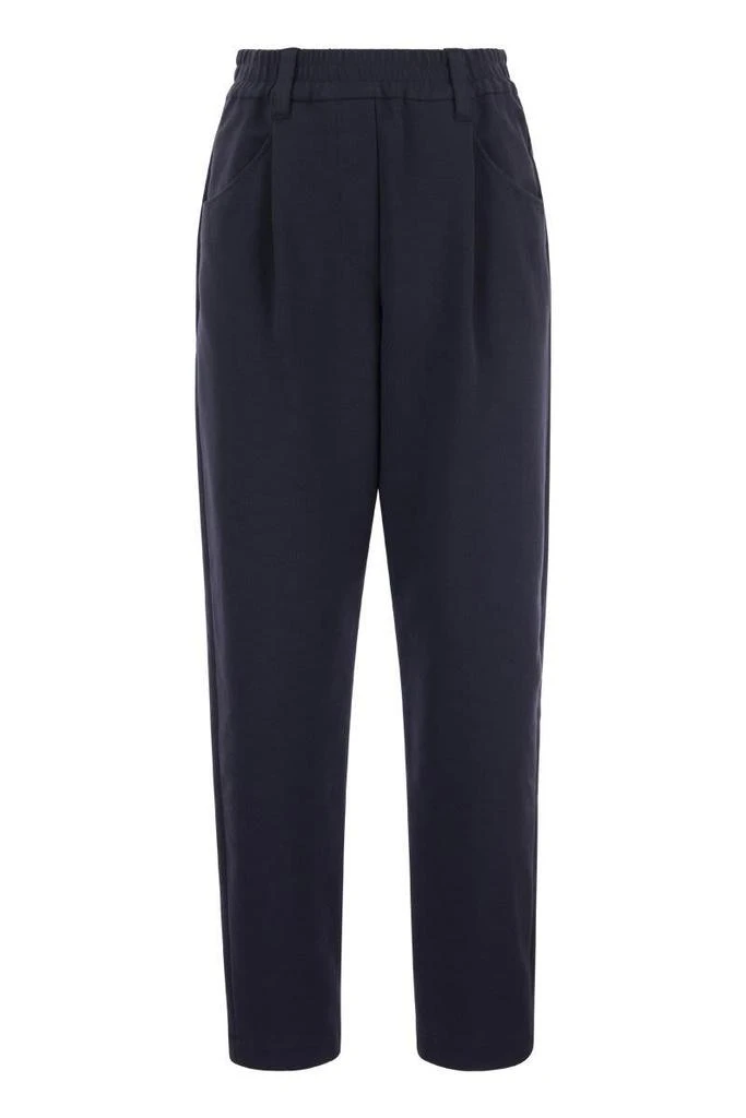 商品Brunello Cucinelli|BRUNELLO CUCINELLI Baggy trousers in stretch cotton interlock Couture,价格¥5944,第1张图片