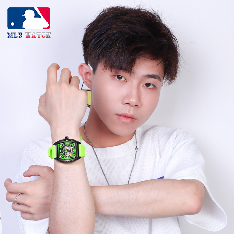 2022新款 MLB美职棒 潮牌硅胶手表 镂空全自动机械男士手表 防水学生情侣手表NY621商品第6张图片规格展示