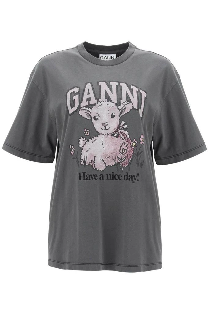 商品Ganni|T-shirt with graphic print,价格¥490,第1张图片