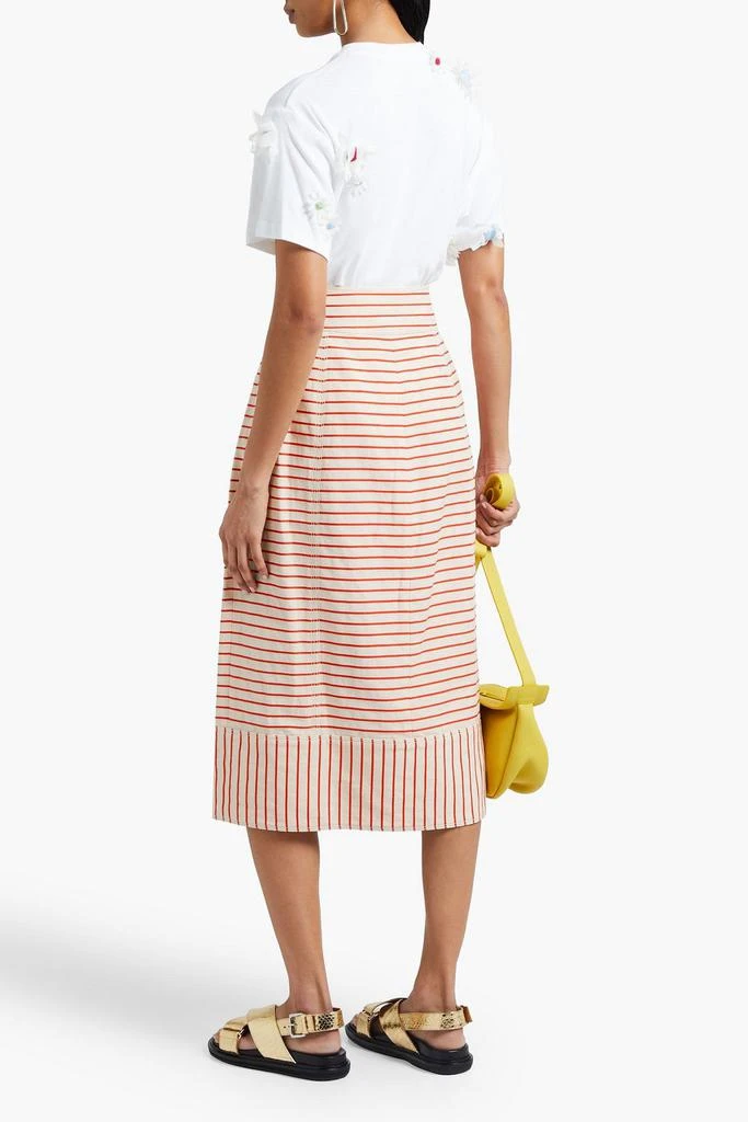 商品Rosie Assoulin|Striped linen and cotton-blend midi skirt,价格¥1336,第1张图片