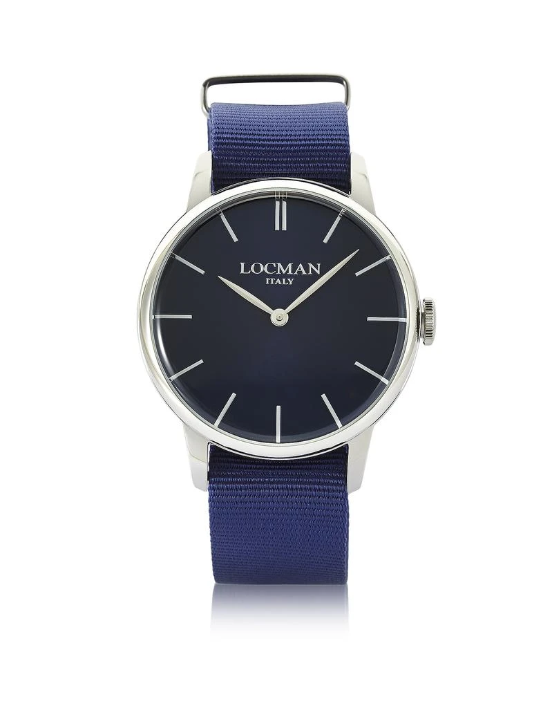 商品Locman 洛克曼|1960 不锈钢男士手表配蓝色帆布表带,价格¥1640,第1张图片
