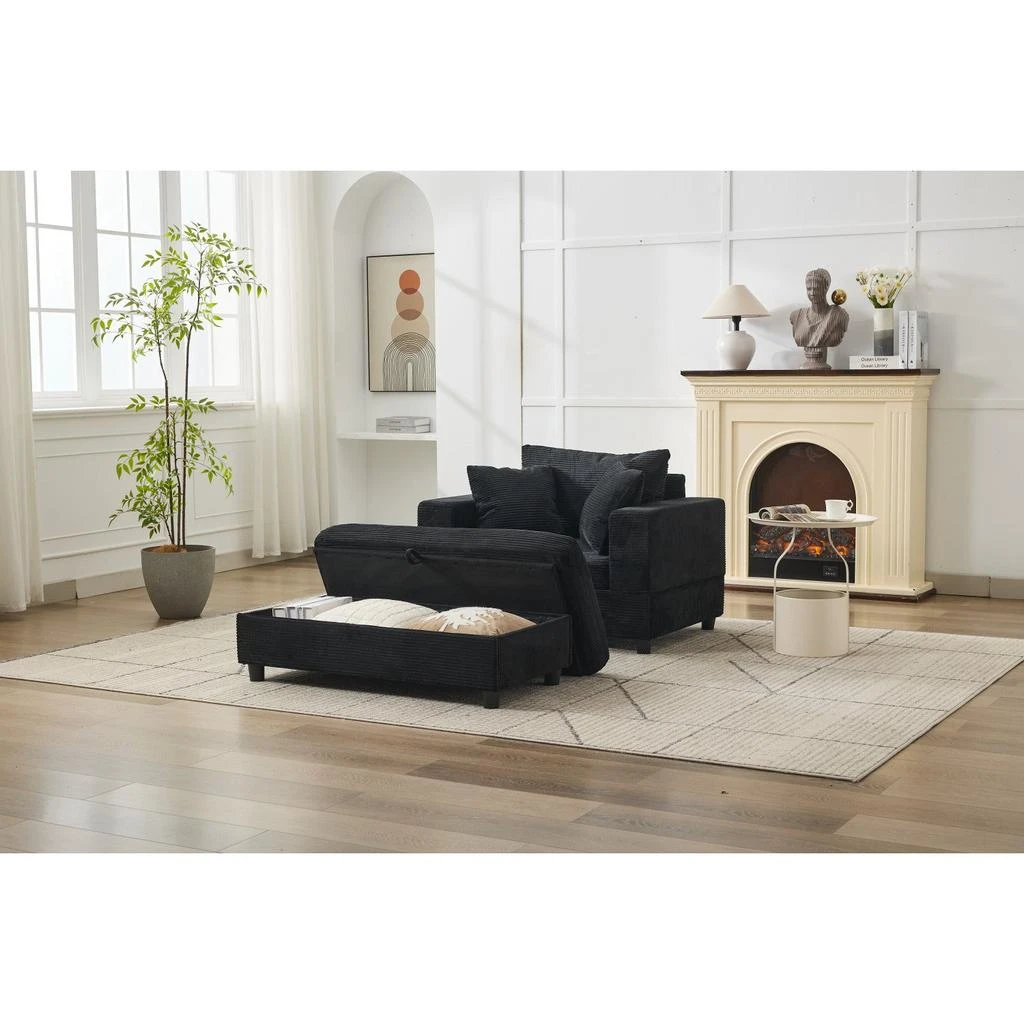 商品Streamdale Furniture|Streamdale Chaise Lounge Chair with Ottoman & Pillows,价格¥3229,第5张图片详细描述