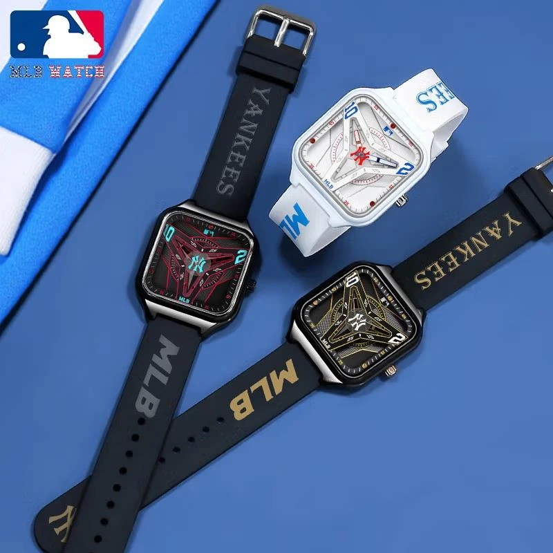 商品[国内直发] MLB|潮流时尚情侣硅胶防水男女学生石英表MLB-NY22051-BP17,价格¥306,第1张图片