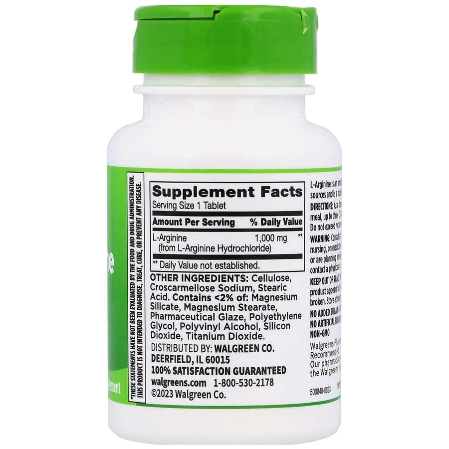 商品Walgreens|L-Arginine 1000 mg Tablets,价格¥106,第3张图片详细描述