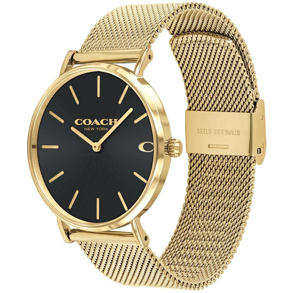 商品Coach|Men's Charles Gold-Tone Mesh Bracelet Watch 36mm,价格¥1303,第2张图片详细描述