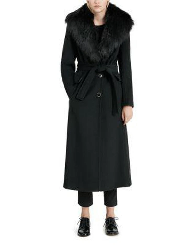 商品Calvin Klein|Wrap Coat with Faux-Fur Trim 毛领过膝大衣,价格¥2766,第1张图片