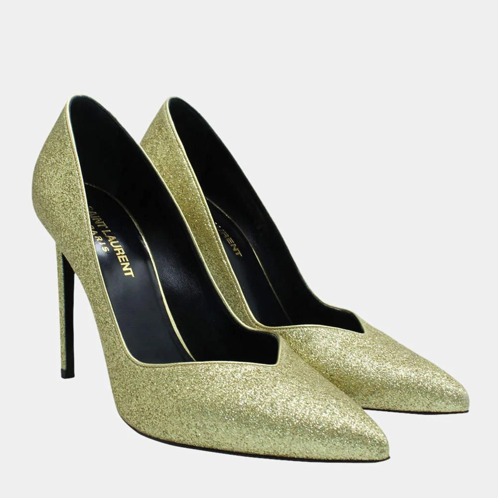 商品[二手商品] Yves Saint Laurent|Saint Laurent Paris Green Glitter Pointed Toe Heels Size EU 38.5,价格¥2990,第3张图片详细描述
