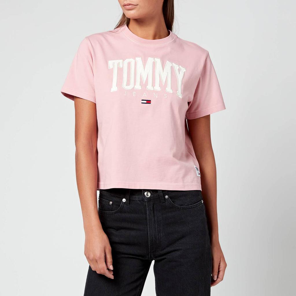 Tommy Jeans Women's Abo Organic Collegiate T-Shirt - Broadway Pink商品第1张图片规格展示