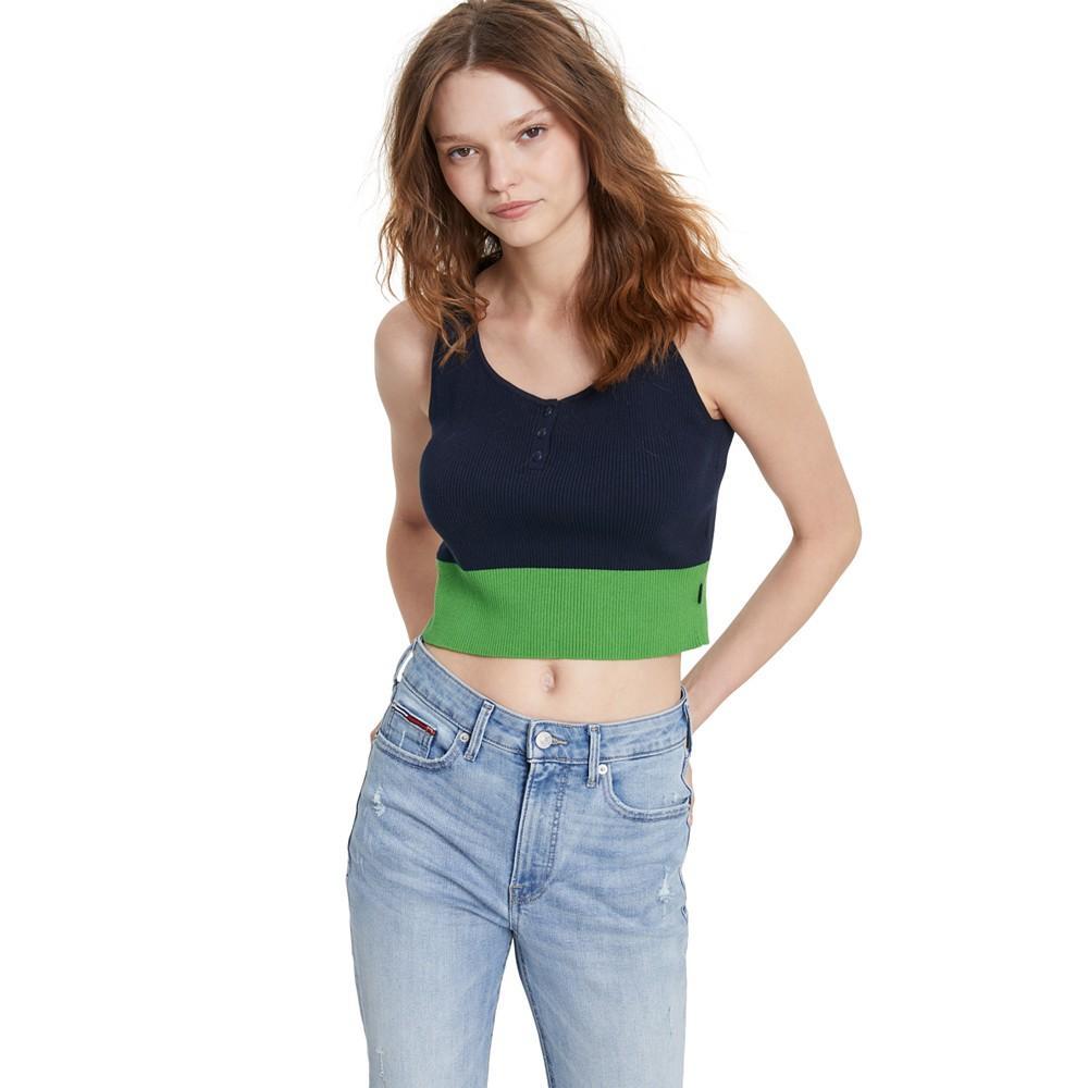 商品Tommy Jeans|Cotton Cropped Colorblocked Sweater Tank Top,价格¥132,第1张图片