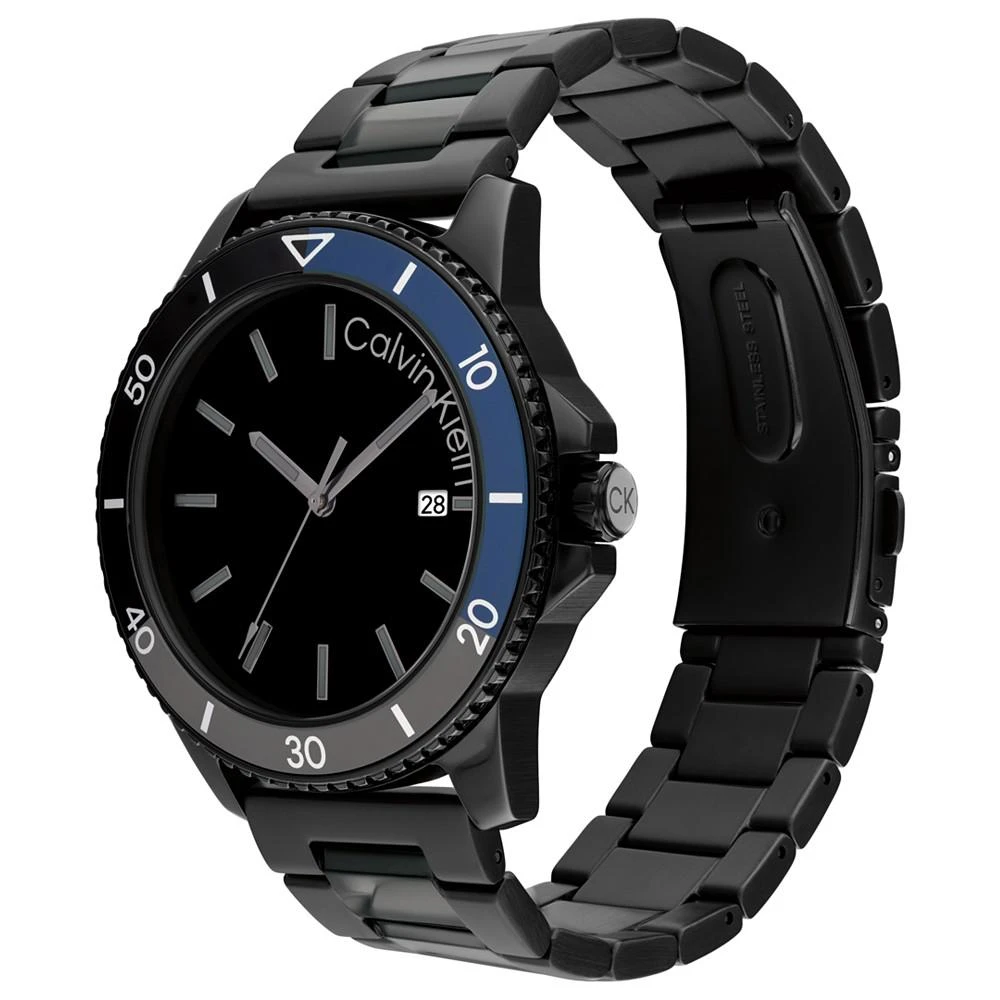 商品Calvin Klein|Men's Three Hand Black Stainless Steel Bracelet Watch 44mm,价格¥1431,第2张图片详细描述