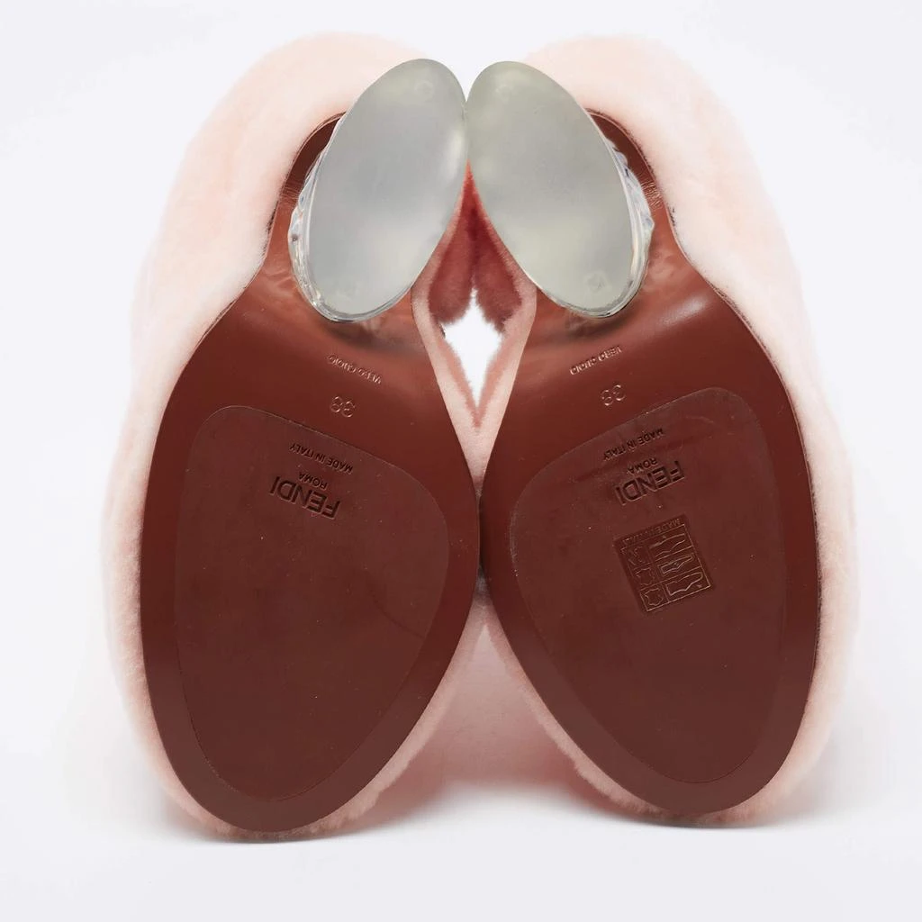 Fendi Pink Fur Ice Heel Ankle Boots Size 38 商品