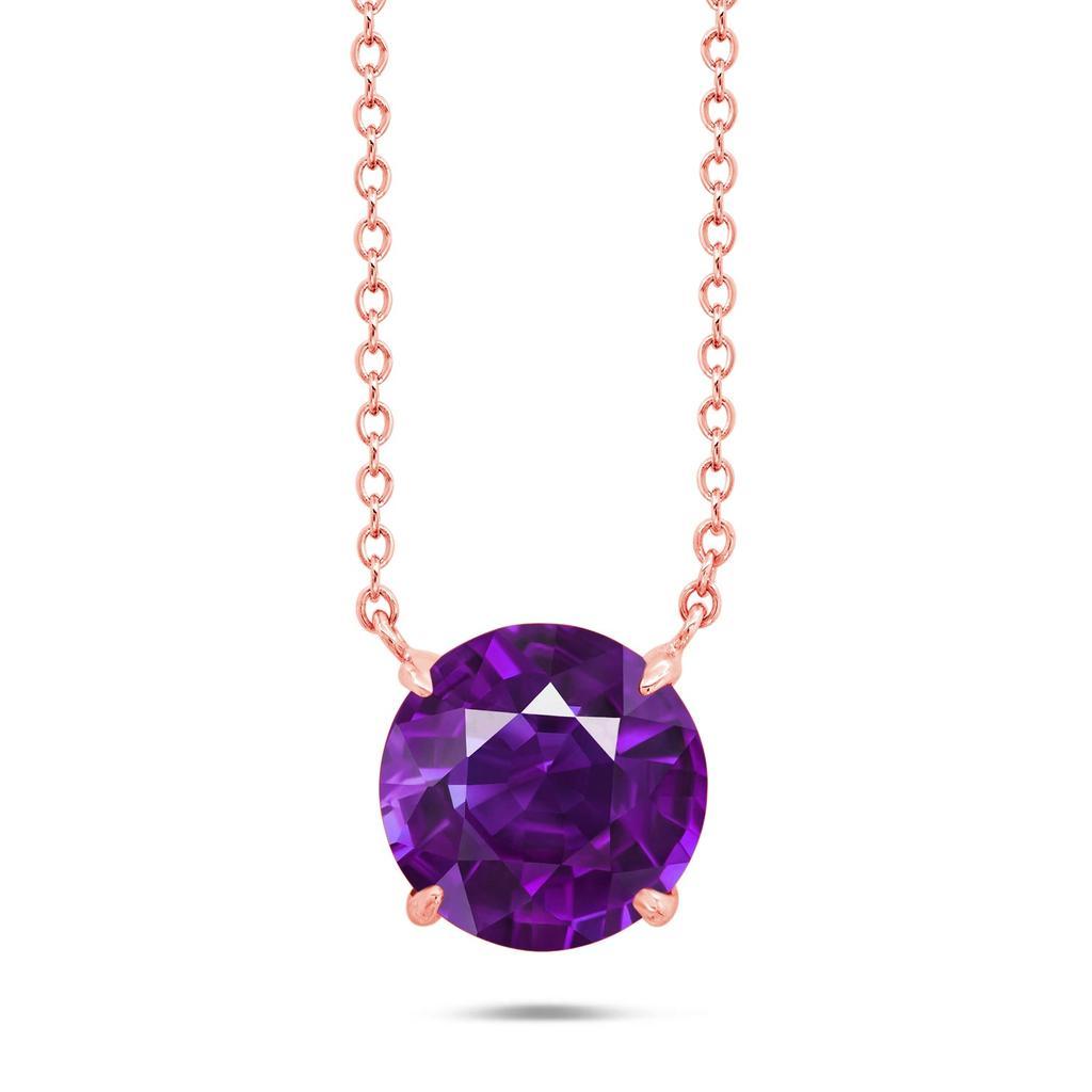 商品Nicole Miller|Sterling Silver and 14k Rose Gold Overlay Gemstone Round Solitaire Pendant Necklace on 18 Inch Adjustable Chain,价格¥451,第1张图片
