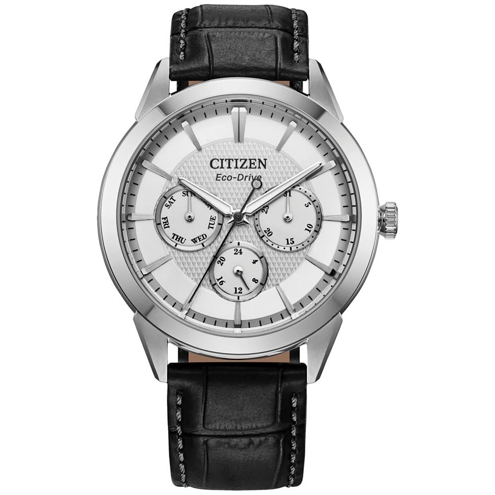 商品Citizen|Eco-Drive Men's Rolan Gray Leather Strap Watch 40mm,价格¥2902,第1张图片