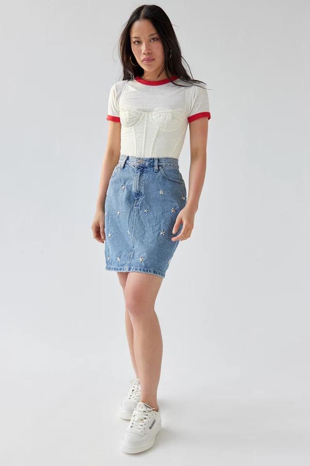 Urban Renewal Remade Star Stud Denim Midi Skirt商品第4张图片规格展示