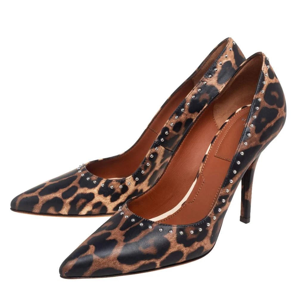 商品[二手商品] Givenchy|Givenchy Black/Beige Leopard Print Leather Studded Pointed Toe Pumps Size 36,价格¥1290,第4张图片详细描述