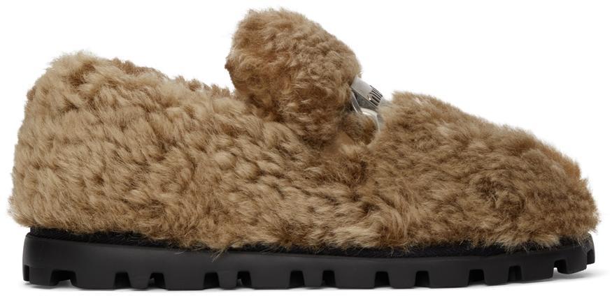 商品Miu Miu|Brown Montone Winter Sherpa Slippers,价格¥6801,第1张图片