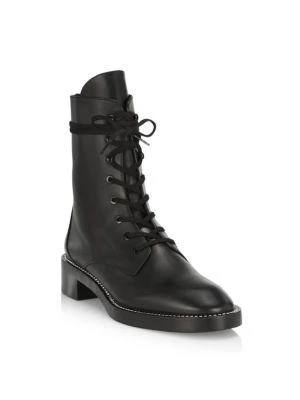 商品Stuart Weitzman|Sondra Studded Leather Combat Boots,价格¥1231,第2张图片详细描述