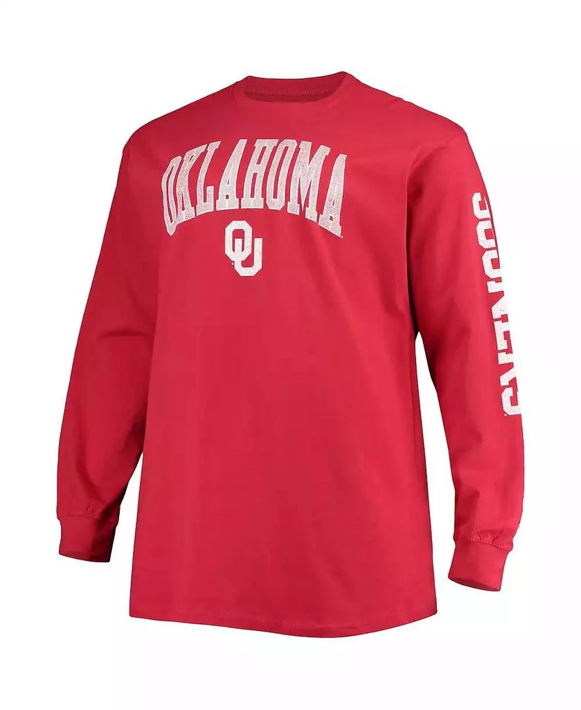 商品CHAMPION|Men's Crimson Oklahoma Sooners Big and Tall 2-Hit Long Sleeve T-shirt,价格¥225,第3张图片详细描述