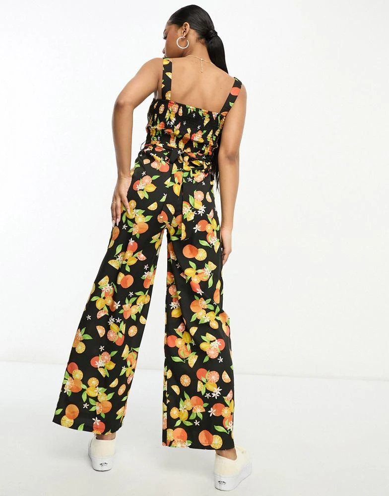 商品Wednesday's Girl|Wednesday's Girl fruit print wide leg jumpsuit in black,价格¥156,第2张图片详细描述