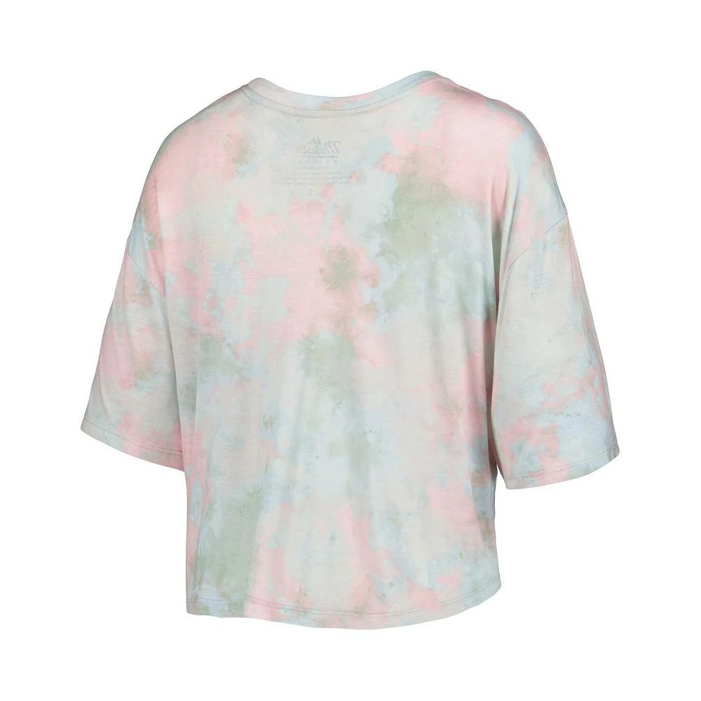 商品Majestic|Women's Threads Atlanta Braves Cooperstown Collection Tie-Dye Boxy Cropped Tri-Blend T-shirt,价格¥371,第3张图片详细描述