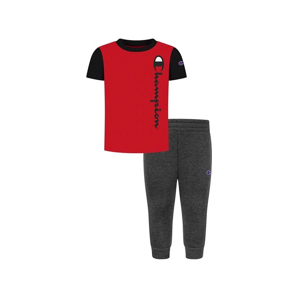 商品CHAMPION|Baby Boys Color Block T Shirt and Fleece Pants, 2 Piece Set,价格¥67,第1张图片