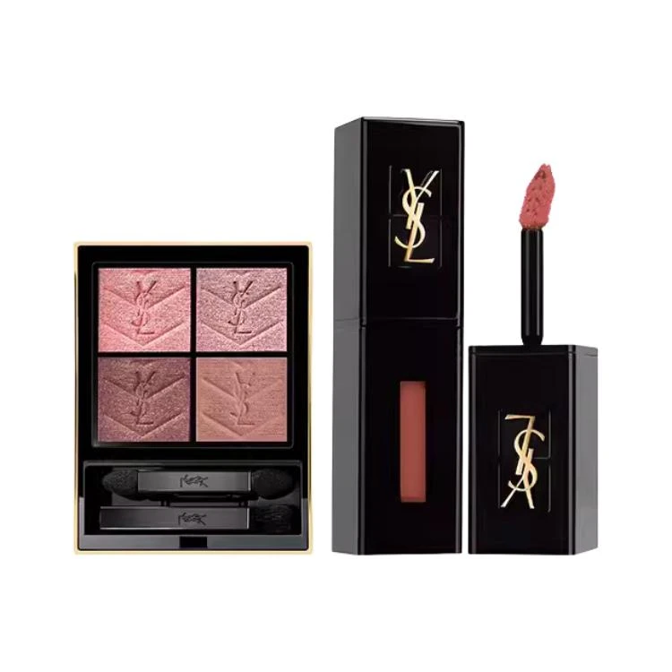 商品[国内直发] Yves Saint Laurent|YSL圣罗兰 巴比伦野玫瑰妆高定皮革四色眼影黑管唇釉粉气垫彩妆套装 气色遮瑕修饰肤色 #400+610+B10,价格¥1017,第3张图片详细描述