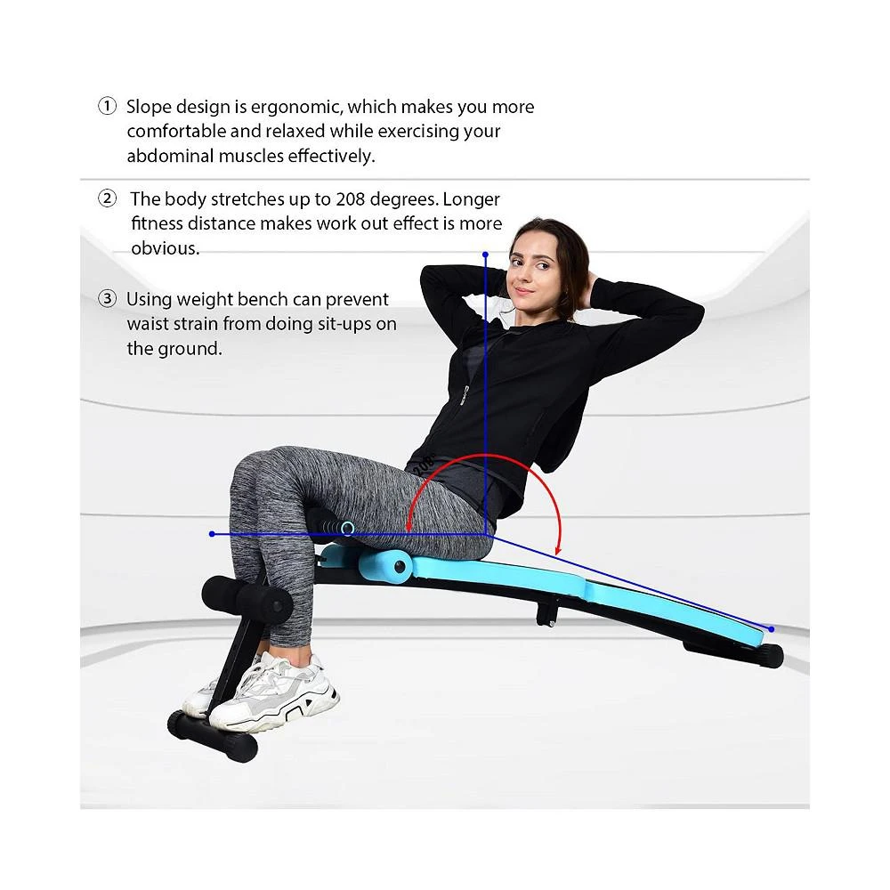 商品Costway|Folding Weight Bench Adjustable Sit-up Board Curved Decline Bench,价格¥514,第2张图片详细描述