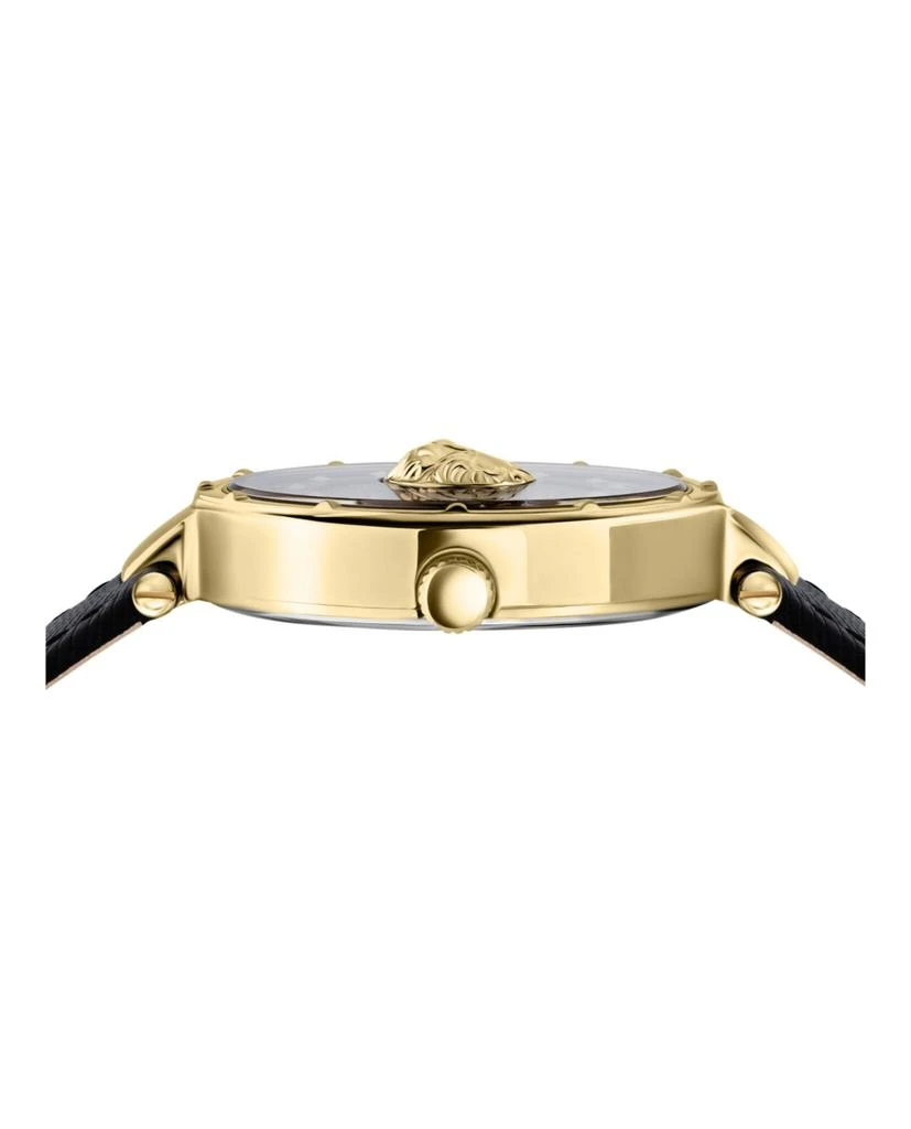 商品Versus Versace|范思哲范瑟丝浮雕狮头黑色小牛皮腕表,价格¥751,第2张图片详细描述