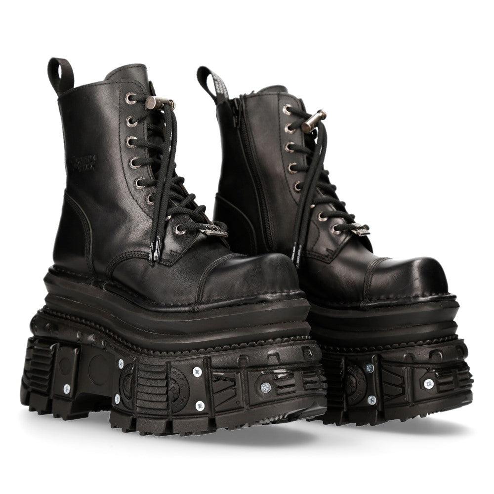 Bottes militaires en cuir noir métallisé - MILI083CCT-C4 image 2