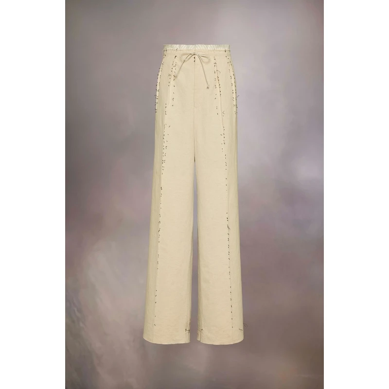 商品MAISON MARGIELA|Maison Margiela 男士米白色棉质休闲裤,价格¥14181,第1张图片