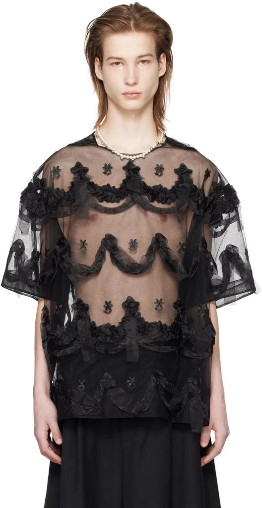 商品Simone Rocha|Black Embroidered Cake T-Shirt,价格¥5718,第1张图片