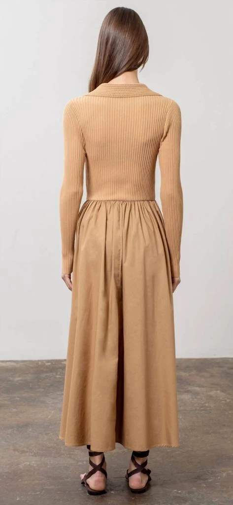 商品Moon River|Long Sleeve Knit Top Twofer Dress In Taupe,价格¥527,第2张图片详细描述