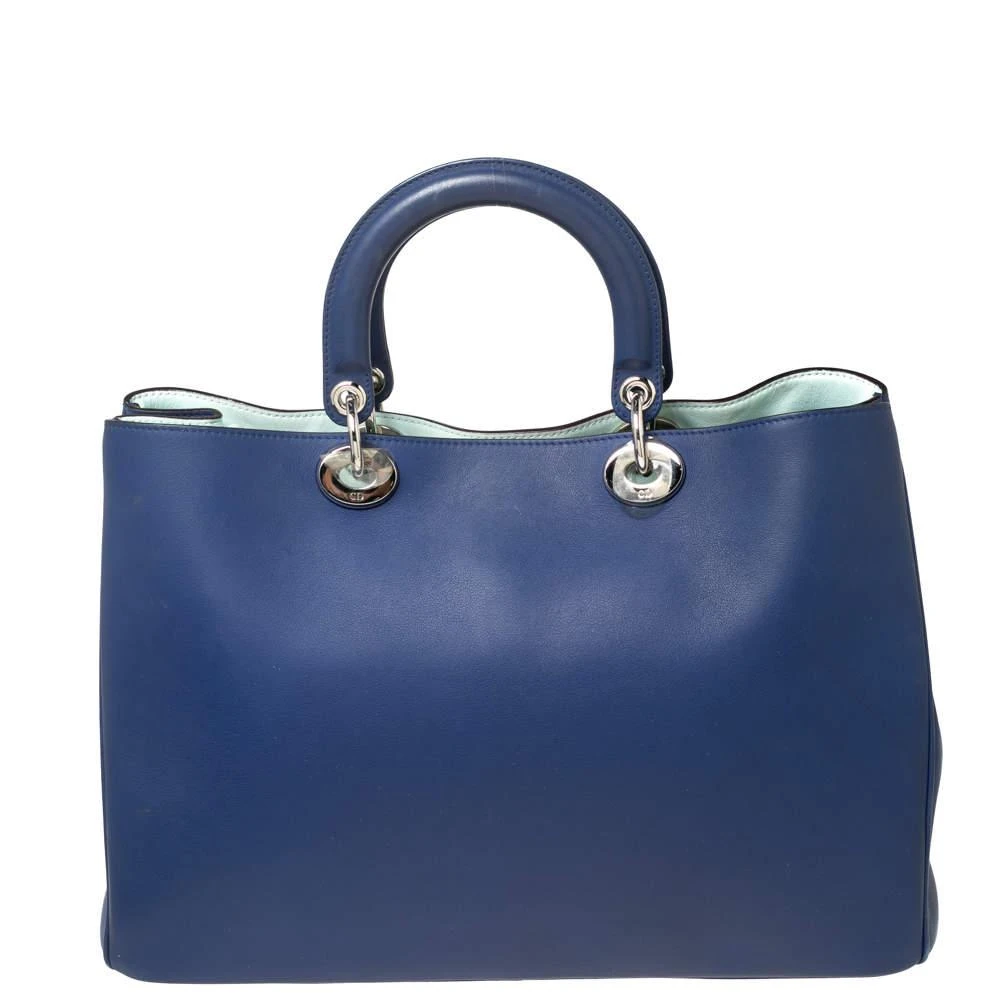 商品[二手商品] Dior|Dior Navy Blue Leather Large Diorissimo Shopper Tote,价格¥6190,第4张图片详细描述