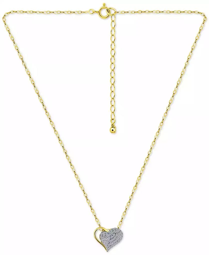 商品Giani Bernini|Cubic Zirconia Pavé Heart Pendant Necklace in Sterling Silver & 18k Gold-Plated, 16" + 2" extender, Created for Macy's,价格¥688,第3张图片详细描述